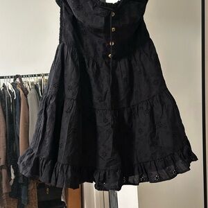 Black Eyelet Button-Down Dress